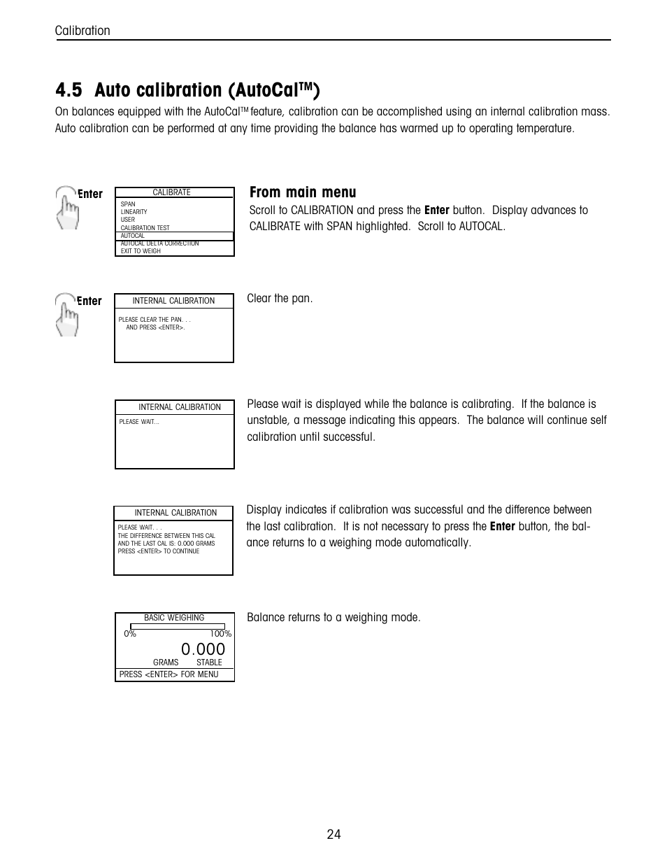 Auto calibration, 5 auto calibration (autocal, Calibration | Ohaus Voyager Balances User Manual | Page 88 / 329