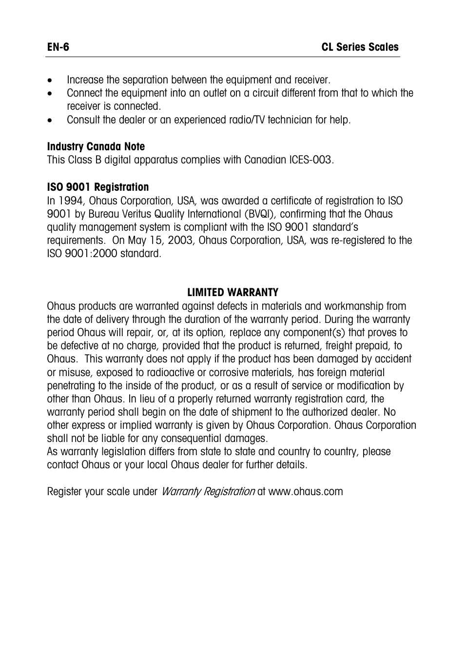 Ohaus CL PORTABLE BALANCES Manual multi User Manual | Page 7 / 44