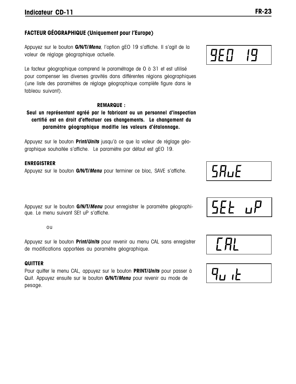 Fr-23 indicateur cd-11 | Ohaus CD-11 Indicator Manual multi User Manual | Page 105 / 120