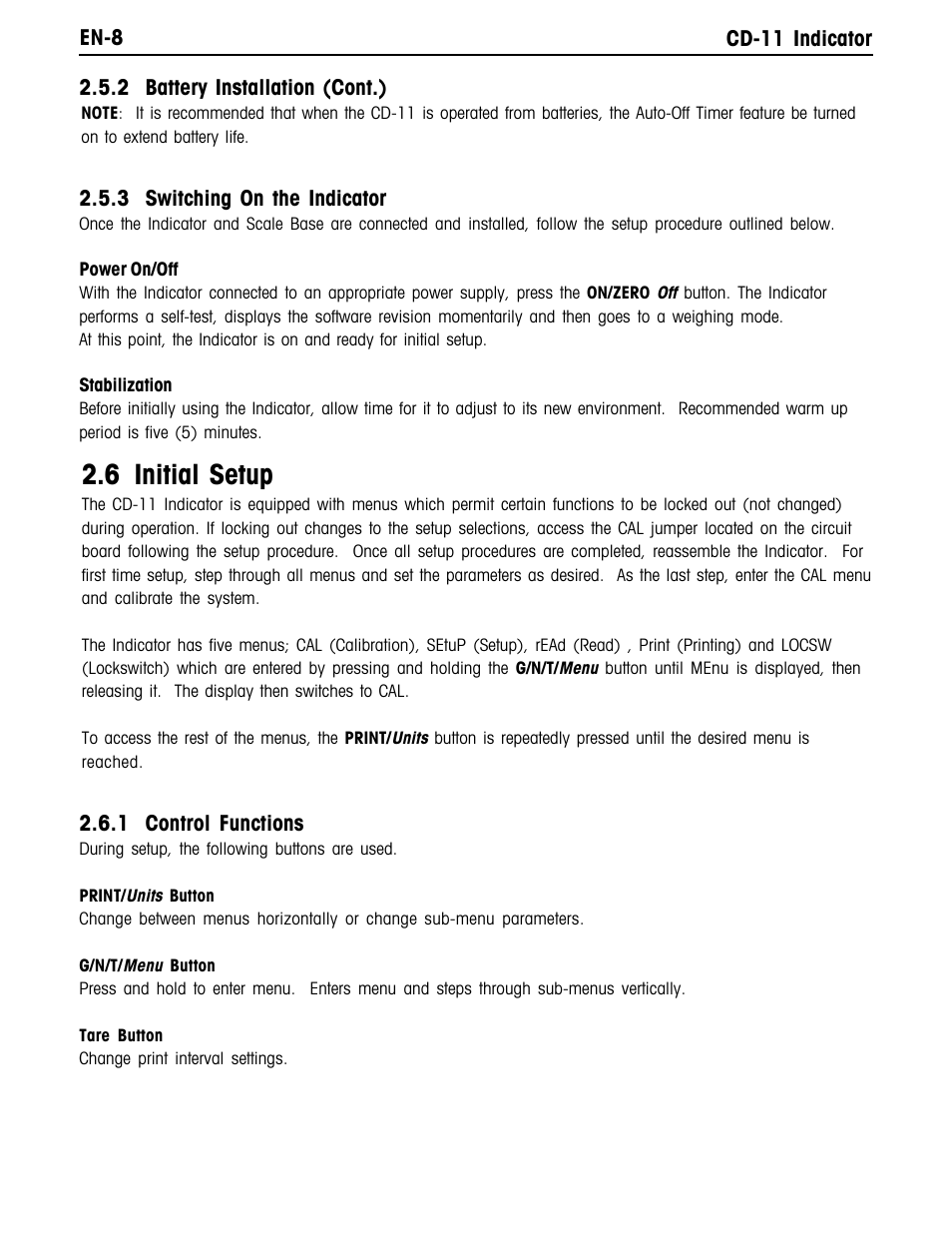 6 initial setup | Ohaus CD-11 Indicator Manual multi User Manual | Page 14 / 120