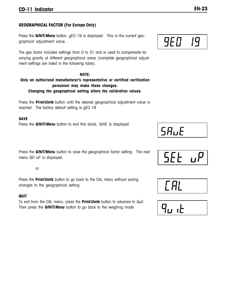 En-23 cd-11 indicator | Ohaus CD-11 Indicator Manual multi User Manual | Page 29 / 120