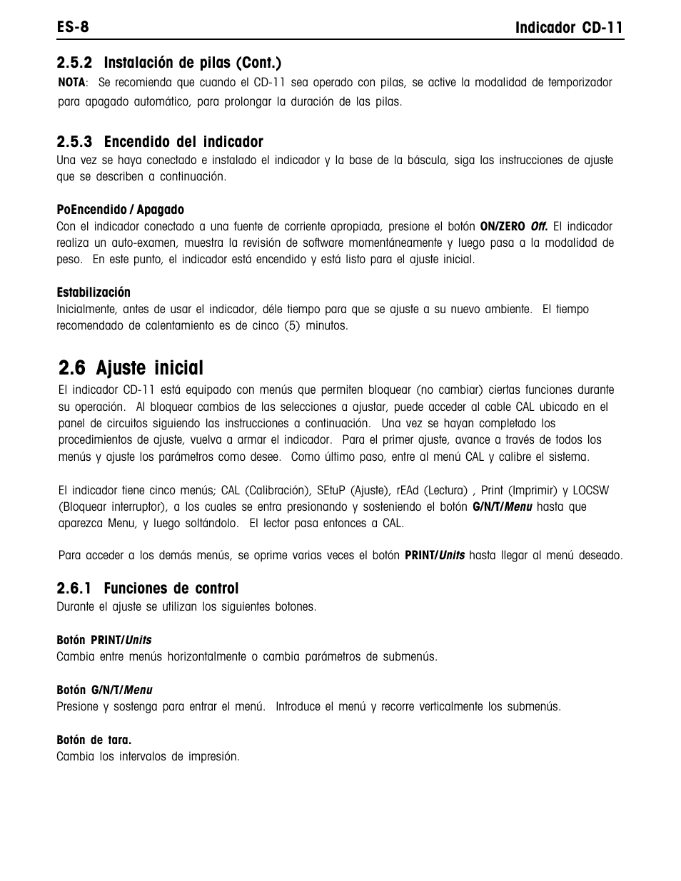 6 ajuste inicial | Ohaus CD-11 Indicator Manual multi User Manual | Page 52 / 120