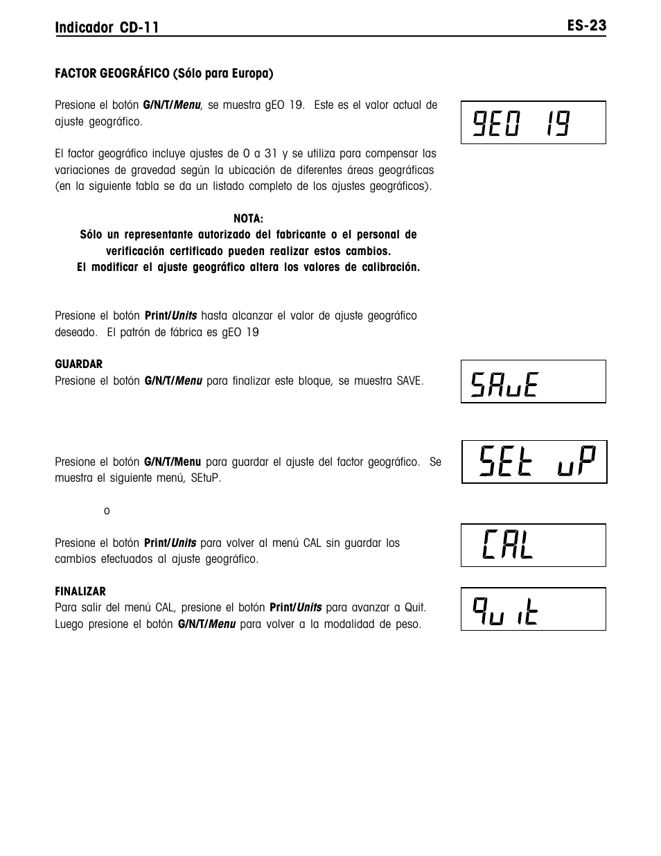 Es-23 indicador cd-11 | Ohaus CD-11 Indicator Manual multi User Manual | Page 67 / 120