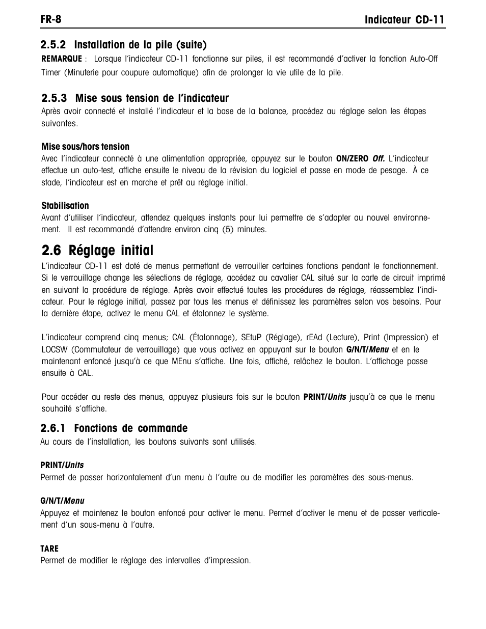 6 réglage initial | Ohaus CD-11 Indicator Manual multi User Manual | Page 90 / 120
