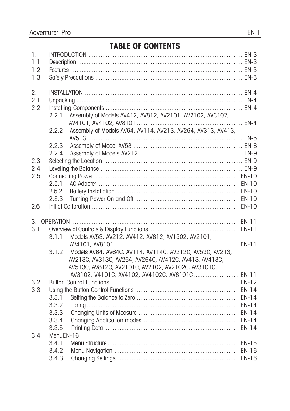 Ohaus CARAT PLUS PRECISION JEWELRY BALANCES Manual en User Manual | Page 3 / 56