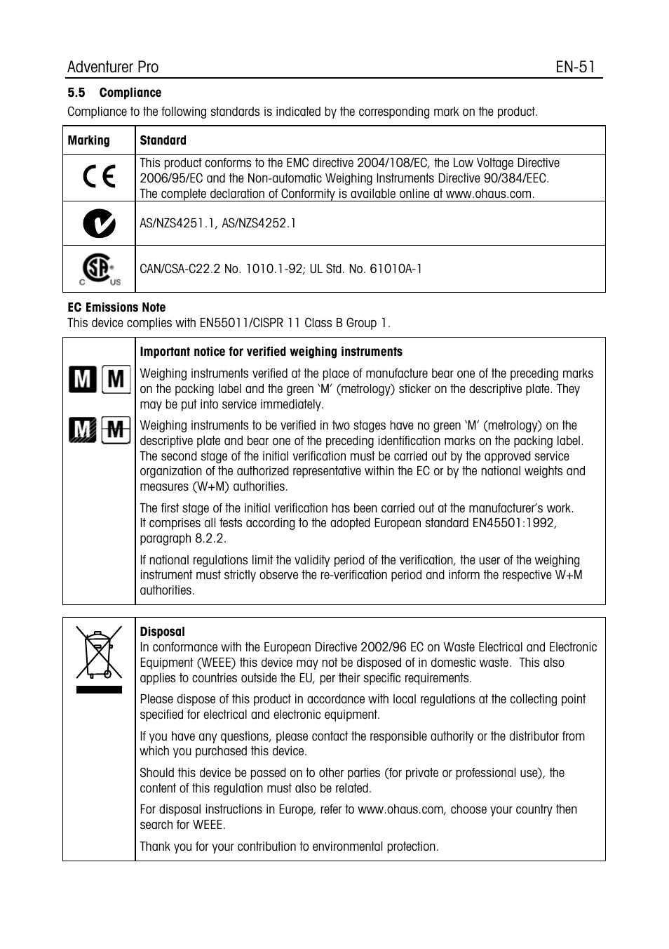 Ohaus CARAT PLUS PRECISION JEWELRY BALANCES Manual en User Manual | Page 53 / 56