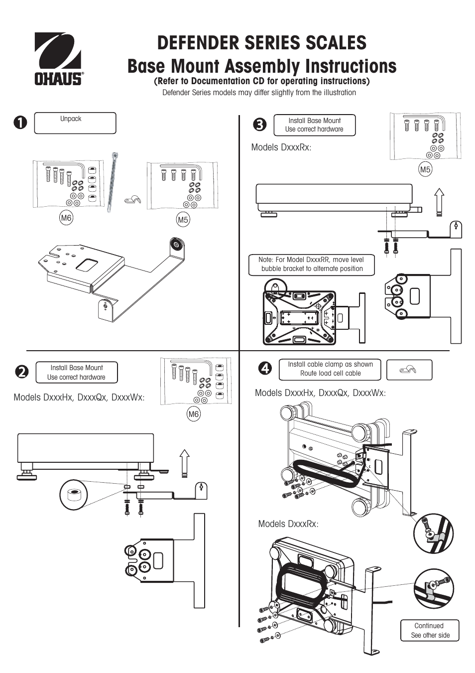 Ohaus DEFENDER 7000 BENCH SCALES Base Manual User Manual | 2 pages