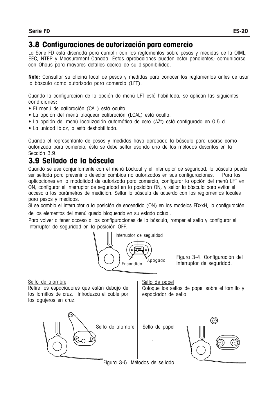 8 configuraciones de autorización para comercio, 9 sellado de la báscula | Ohaus FD Series STAINLESS STEEL COMPACT SCALES Manual multi User Manual | Page 52 / 88