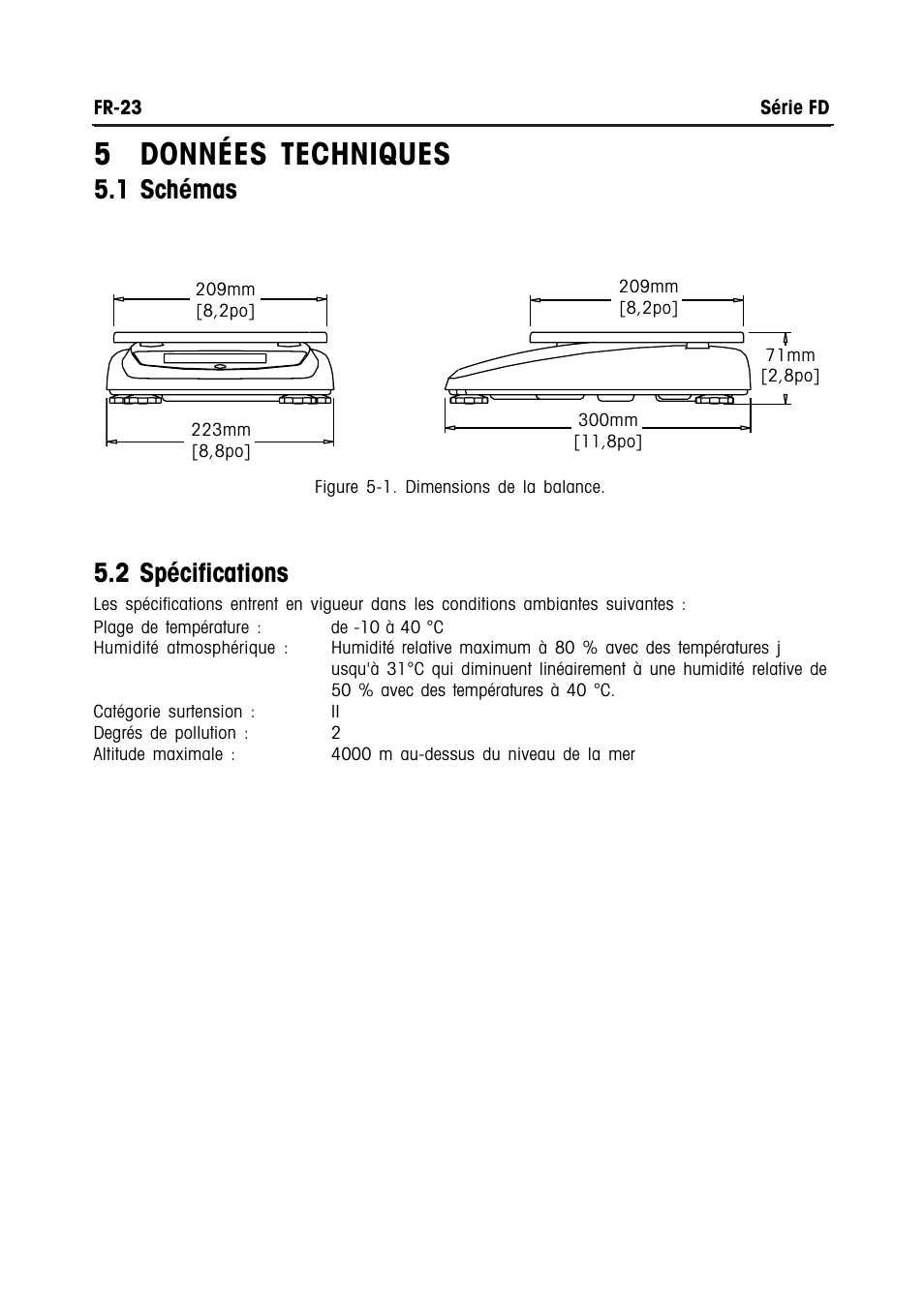 5 données techniques, 1 schémas, 2 spécifications | Ohaus FD Series STAINLESS STEEL COMPACT SCALES Manual multi User Manual | Page 81 / 88
