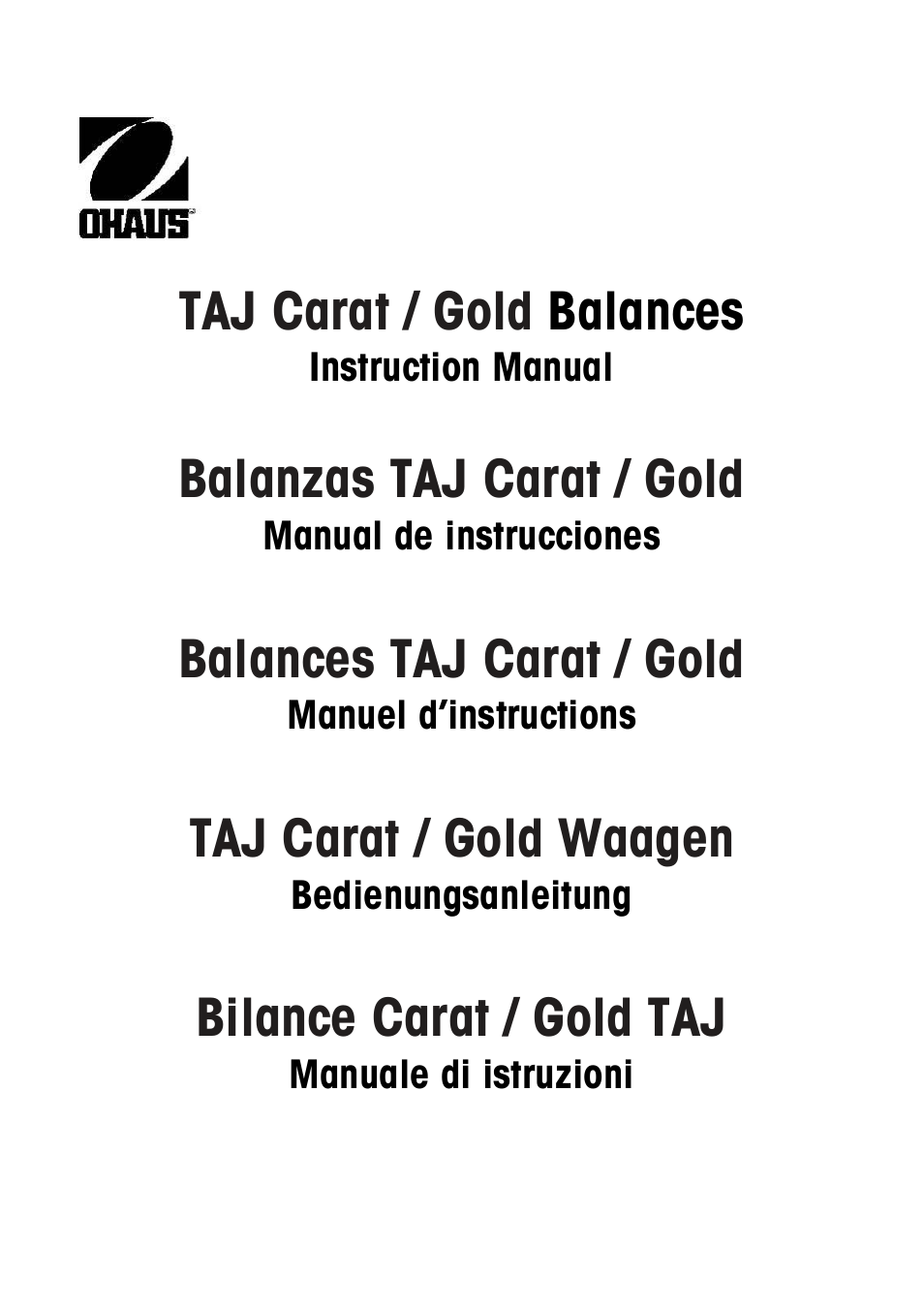 Ohaus CARAT & GOLD LIGHT PORTABLE JEWELRY BALANCES Manual multi User Manual | 88 pages