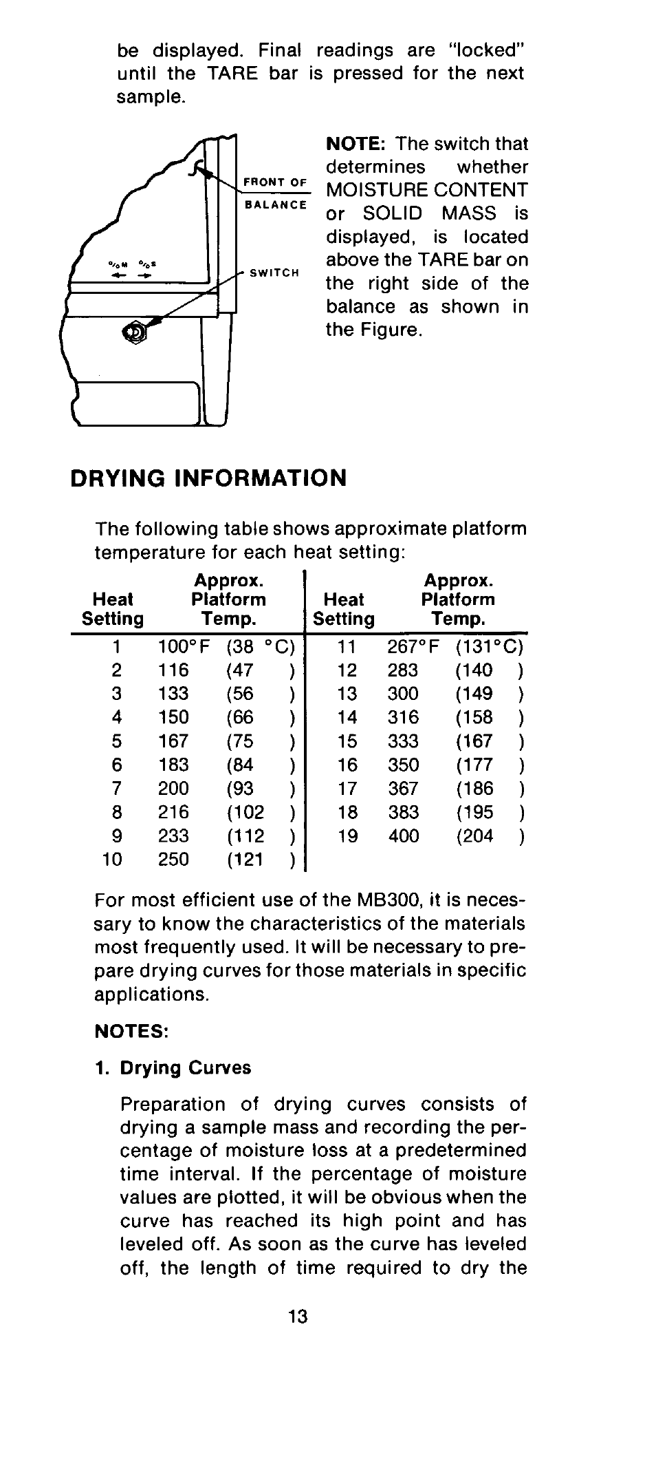 Drying, Information | Ohaus MB301 Electronic Balances User Manual | Page 13 / 29