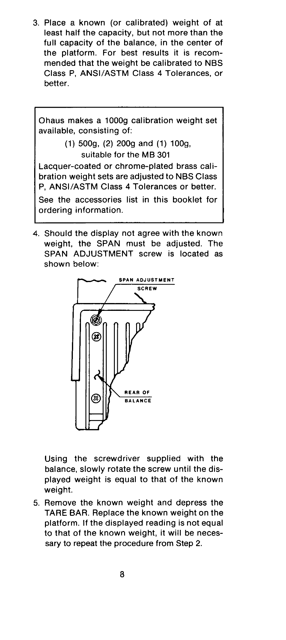 Ohaus MB301 Electronic Balances User Manual | Page 8 / 29