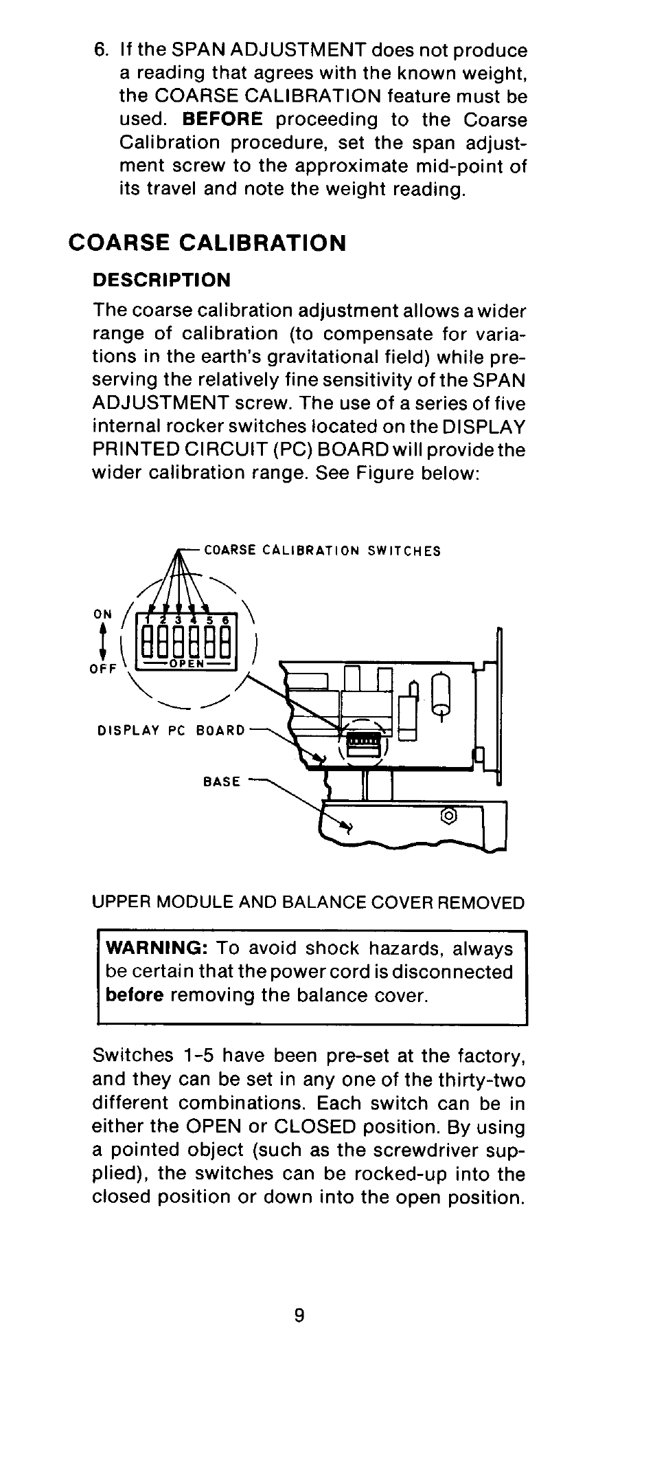 Coarse, Calibration | Ohaus MB301 Electronic Balances User Manual | Page 9 / 29