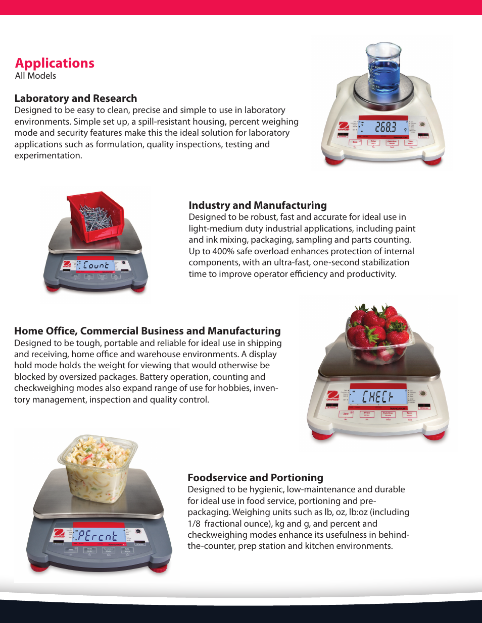 Applications | Ohaus NAVIGATOR NVT Data Sheet User Manual | Page 3 / 6