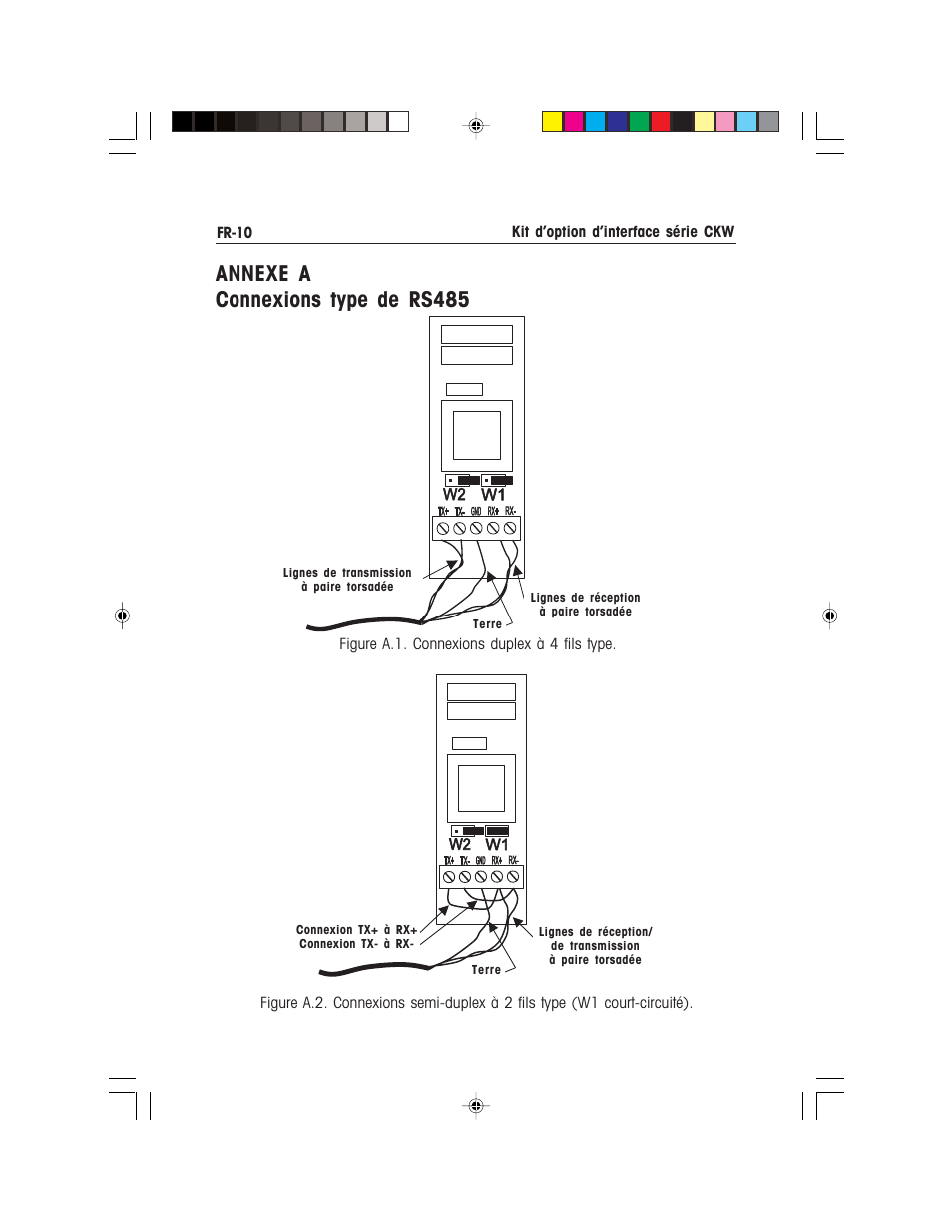Annexe a connexions type de rs485 | Ohaus CKW WASHDOWN CHECKWEIGHING SCALES_INDICATOR CKW RS485_422 Serial Interface Option Kit Manual multi User Manual | Page 31 / 52