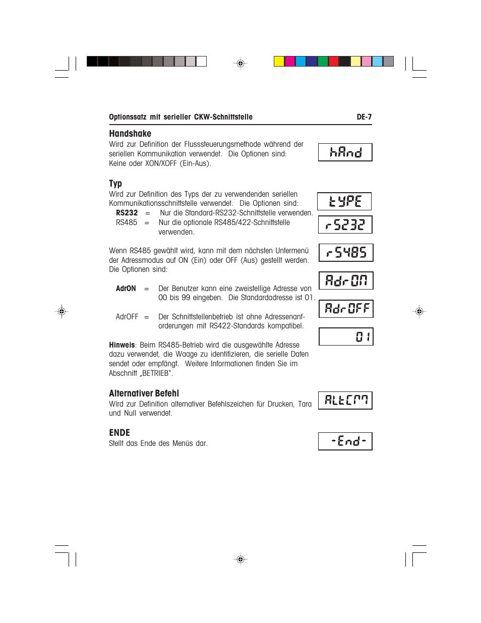 Ohaus CKW WASHDOWN CHECKWEIGHING SCALES_INDICATOR CKW RS485_422 Serial Interface Option Kit Manual multi User Manual | Page 38 / 52