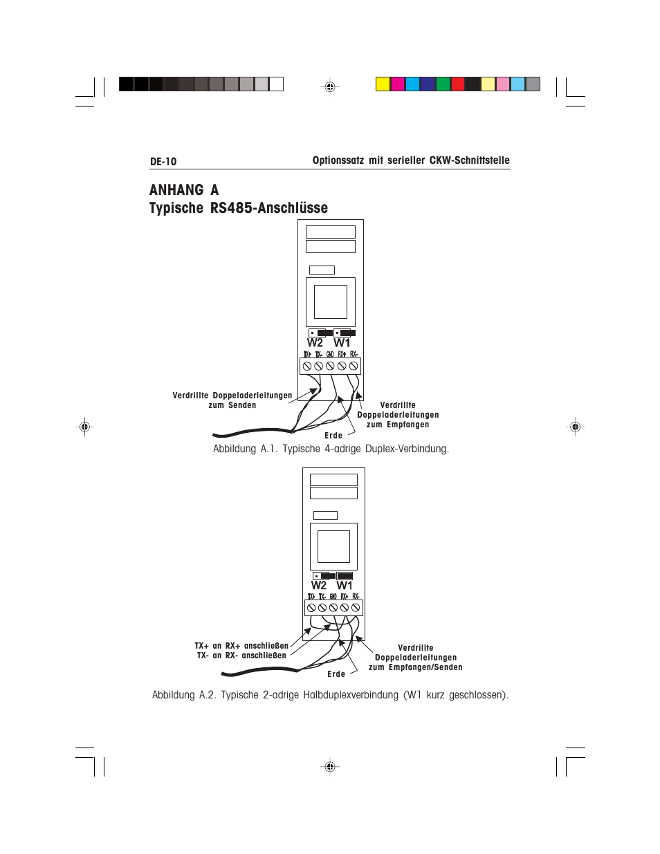 Anhang a typische rs485-anschlüsse | Ohaus CKW WASHDOWN CHECKWEIGHING SCALES_INDICATOR CKW RS485_422 Serial Interface Option Kit Manual multi User Manual | Page 41 / 52
