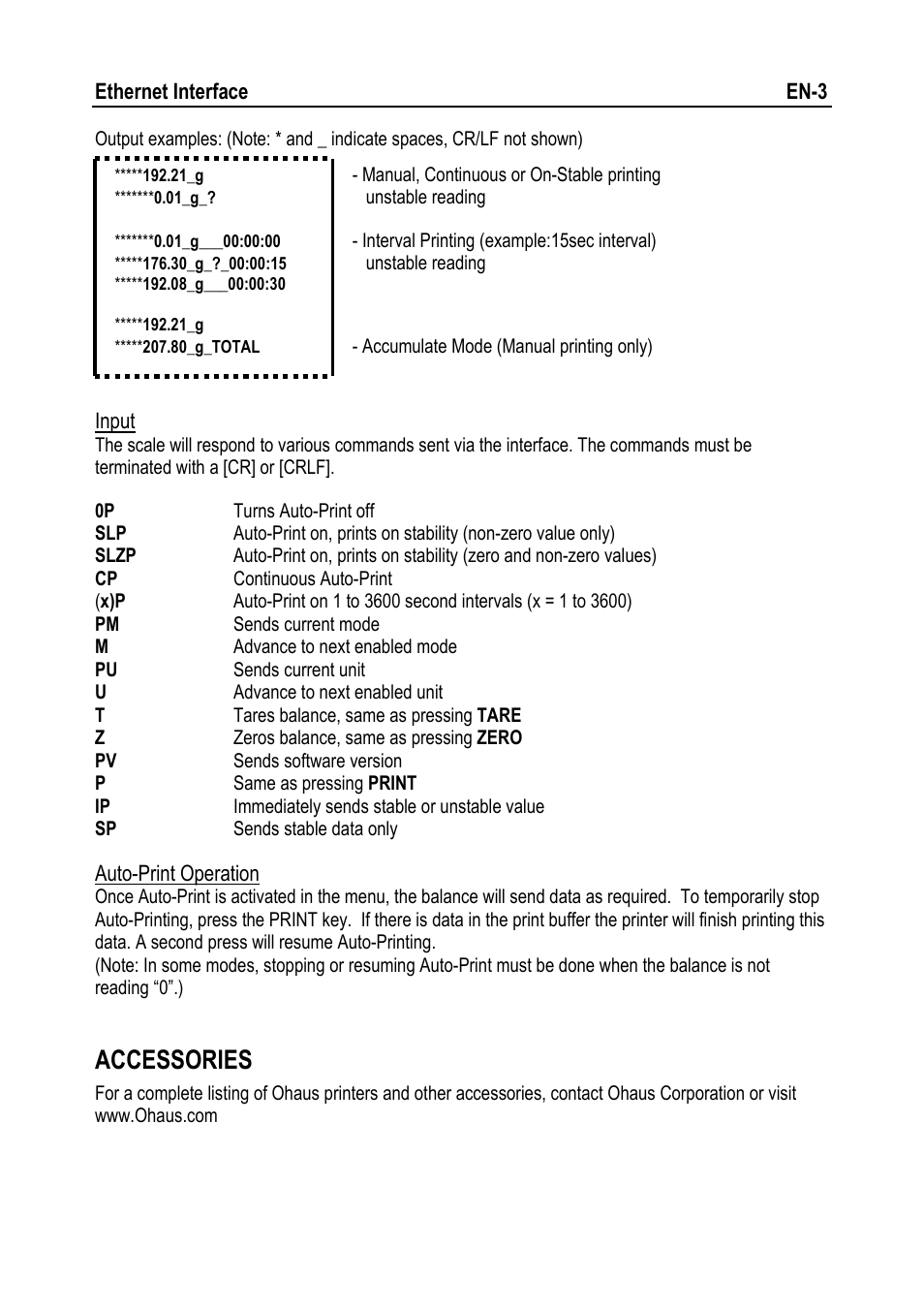 Accessories | Ohaus NAVIGATOR NVT Ethernet Interface Manual multi User Manual | Page 5 / 32