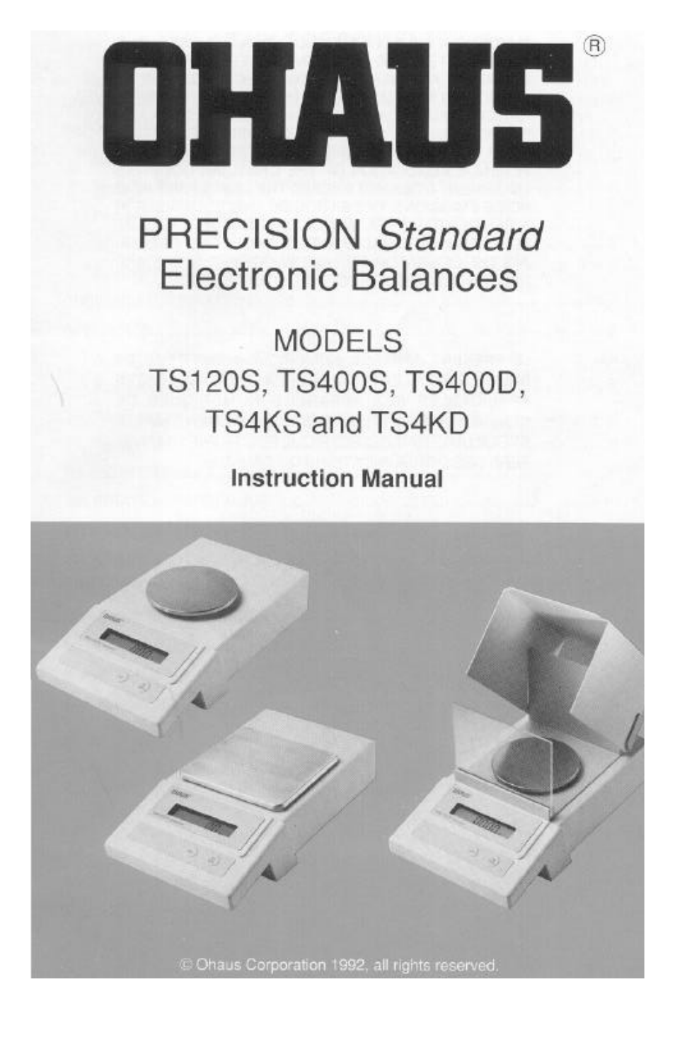 Ohaus TS Series Electronic Balance User Manual | 77 pages