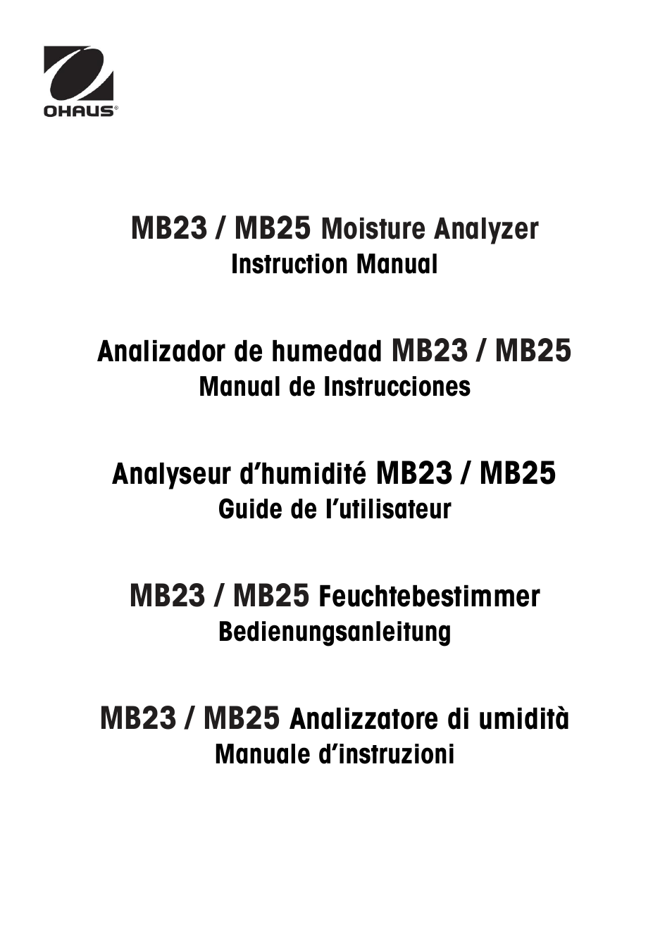 Ohaus MB23 MOISTURE ANALYZER Manual it User Manual | 56 pages