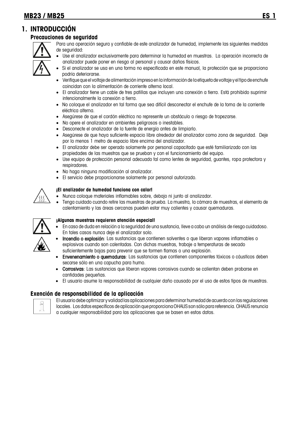 Mb23 es.pdf, Introducción | Ohaus MB23 MOISTURE ANALYZER Manual it User Manual | Page 13 / 56