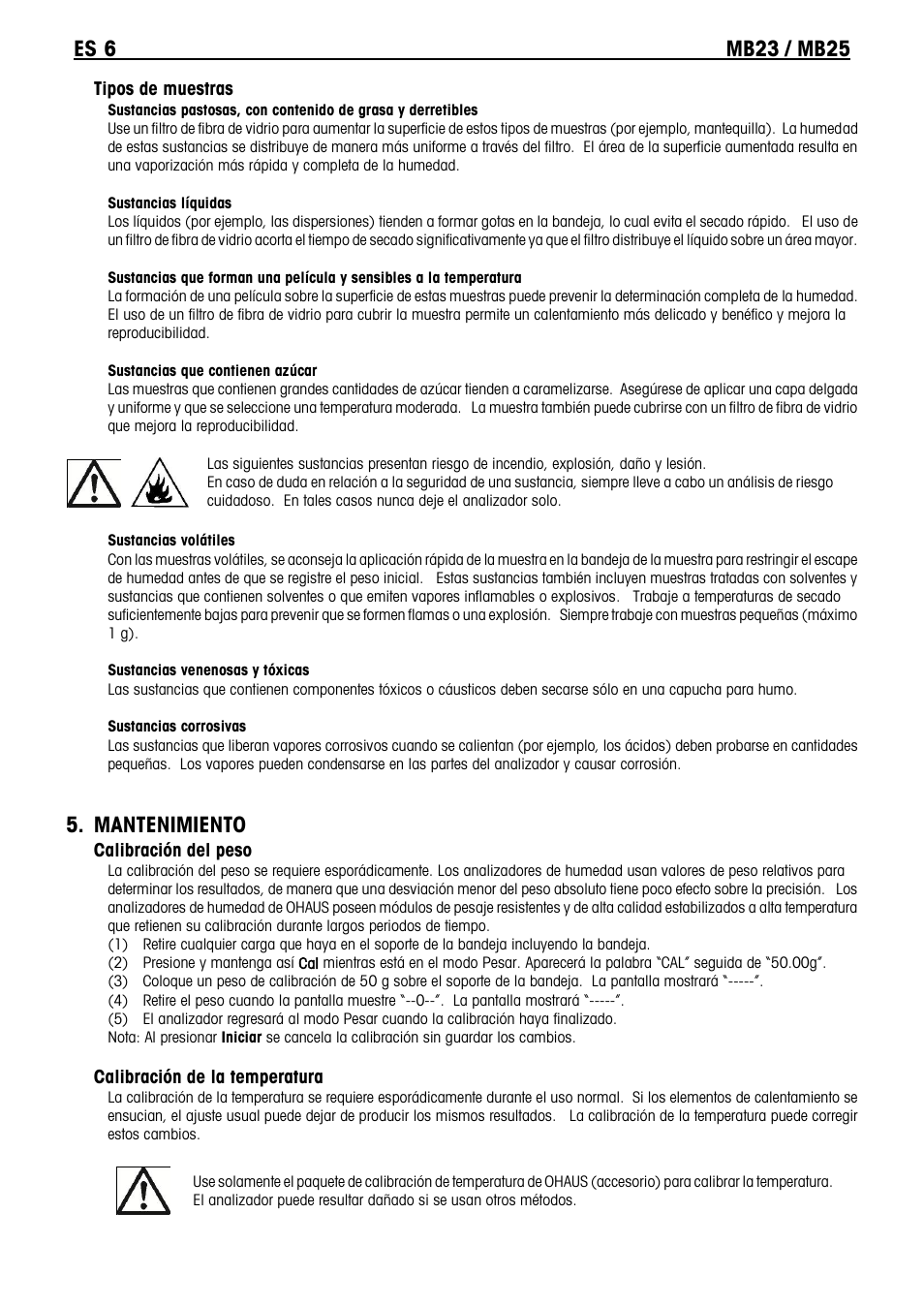 Mantenimiento | Ohaus MB23 MOISTURE ANALYZER Manual it User Manual | Page 18 / 56