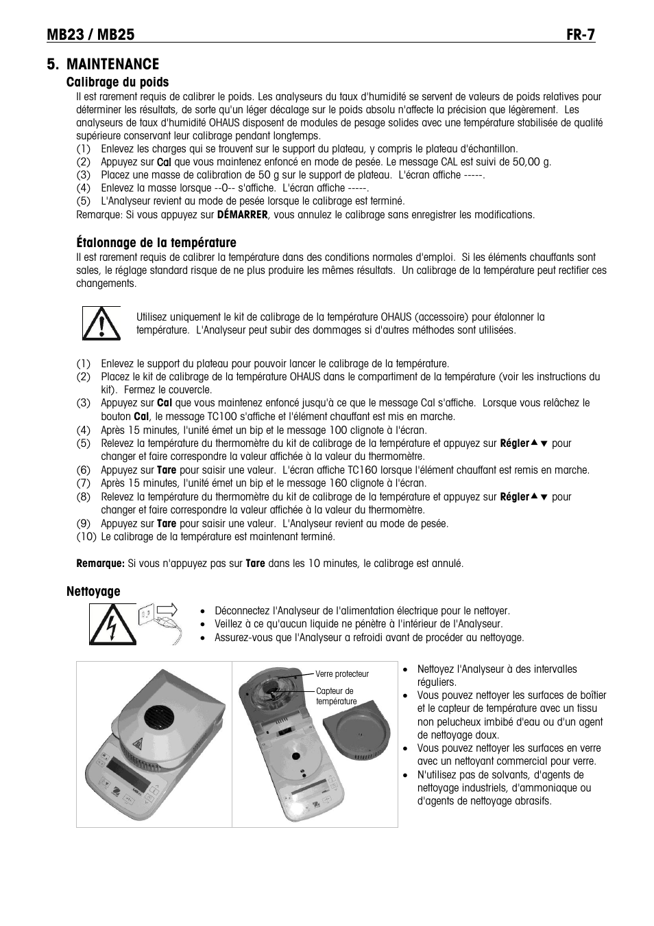 Maintenance | Ohaus MB23 MOISTURE ANALYZER Manual it User Manual | Page 29 / 56