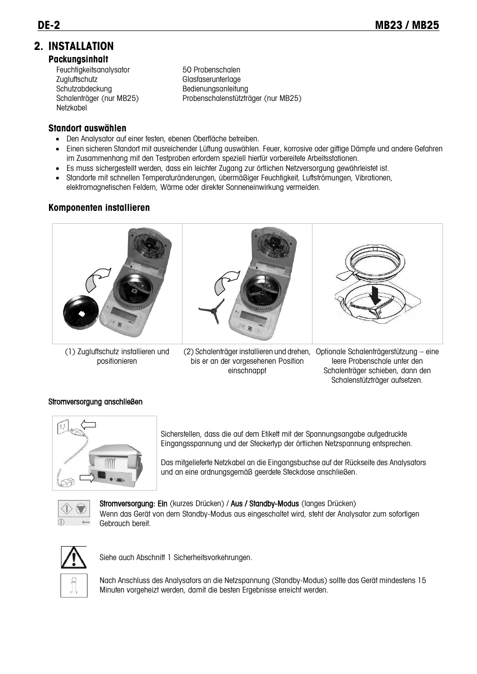 Installation | Ohaus MB23 MOISTURE ANALYZER Manual it User Manual | Page 35 / 56