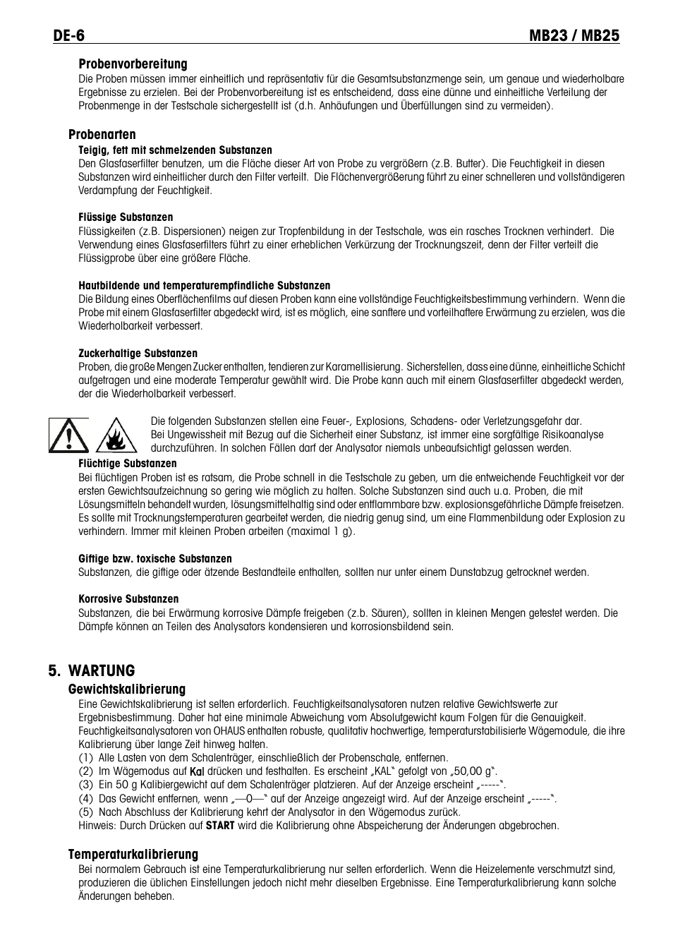 Wartung | Ohaus MB23 MOISTURE ANALYZER Manual it User Manual | Page 39 / 56