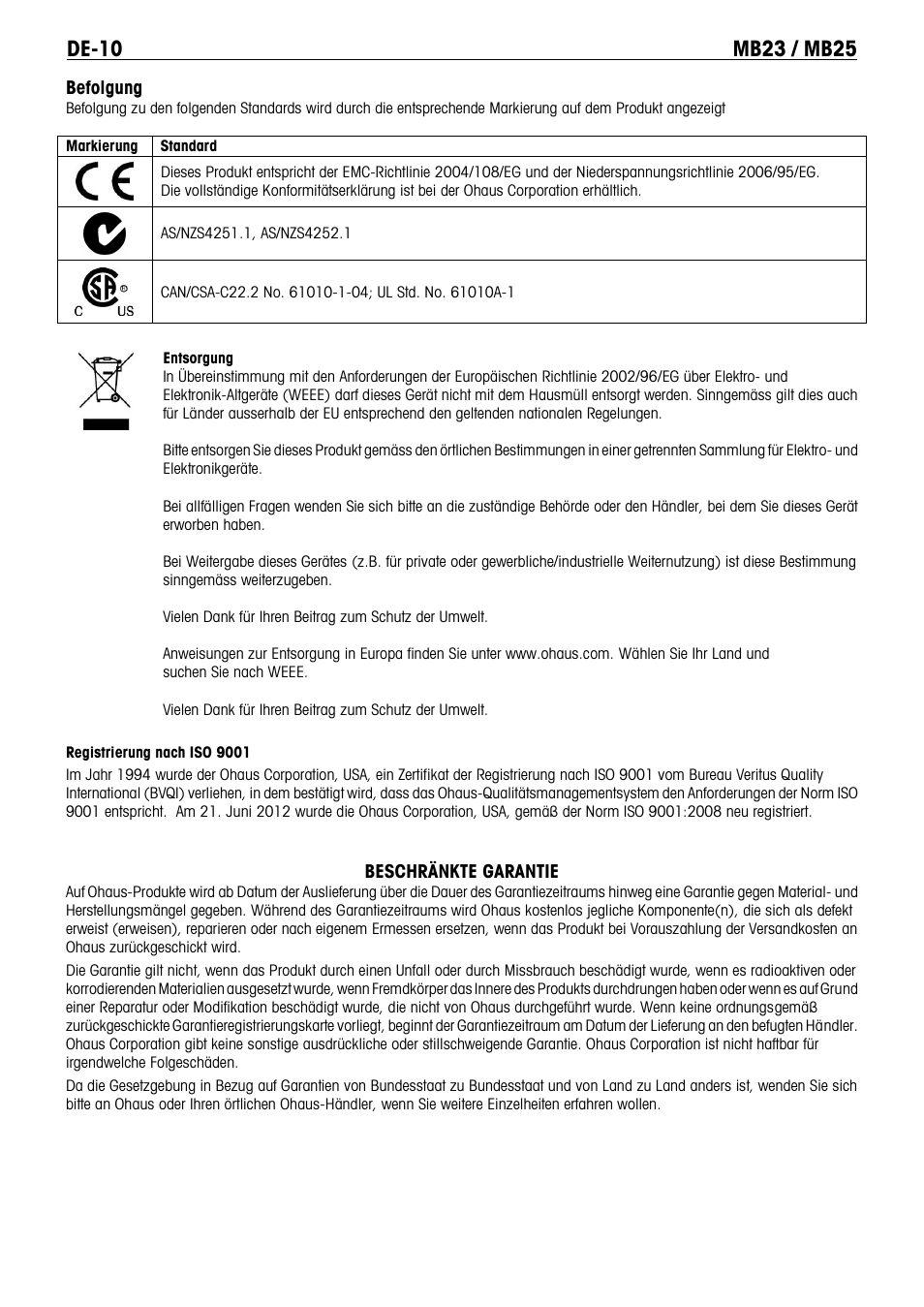 Ohaus MB23 MOISTURE ANALYZER Manual it User Manual | Page 43 / 56