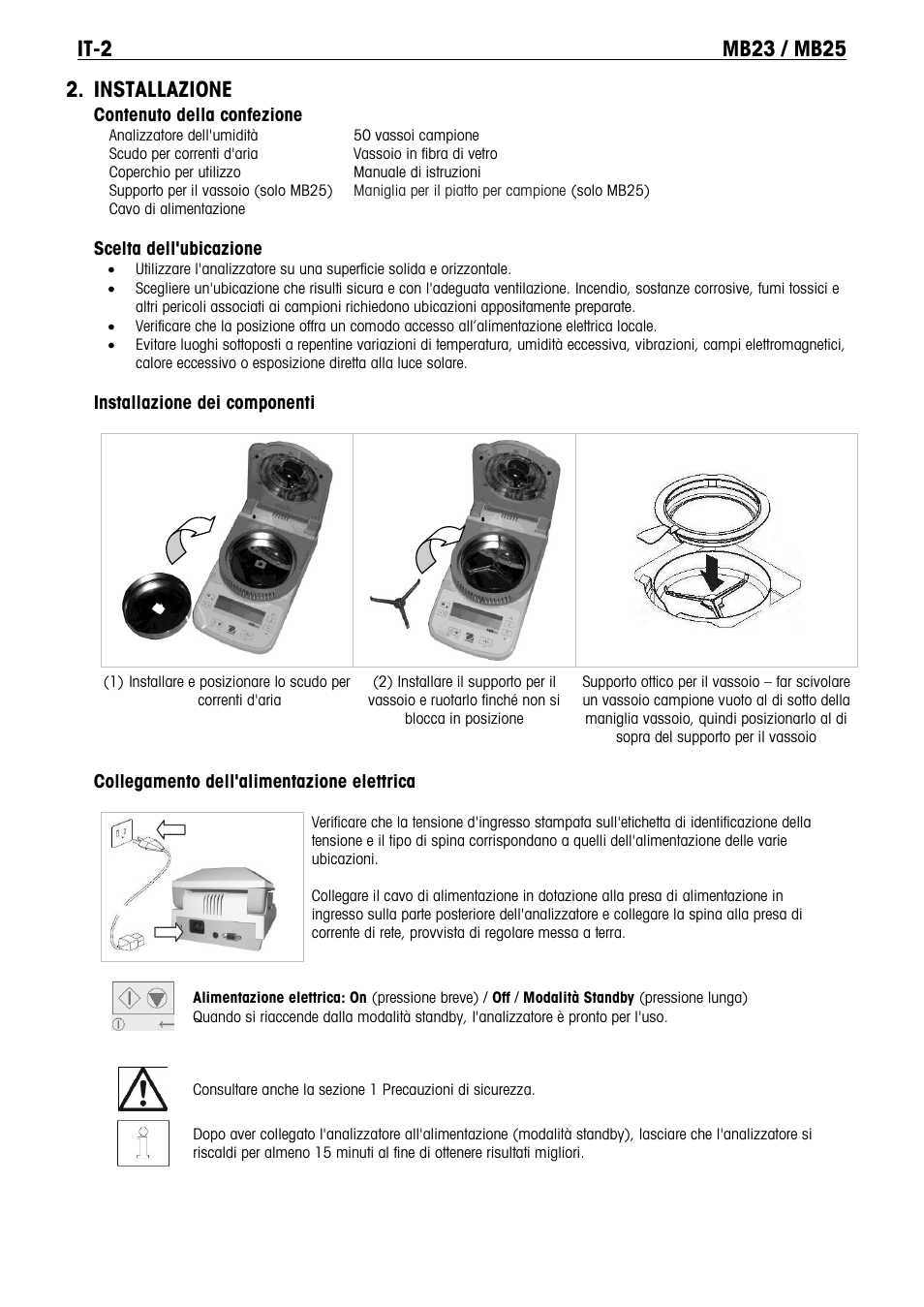 Installazione | Ohaus MB23 MOISTURE ANALYZER Manual it User Manual | Page 45 / 56