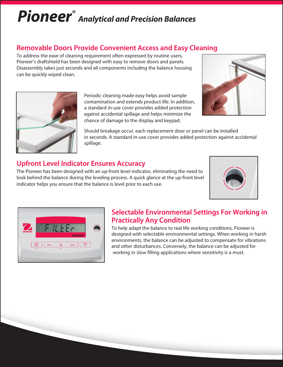 Pioneer, Analytical and precision balances | Ohaus PIONEER ANALYTICAL AND PRECISION BALANCES Data Sheet User Manual | Page 2 / 4