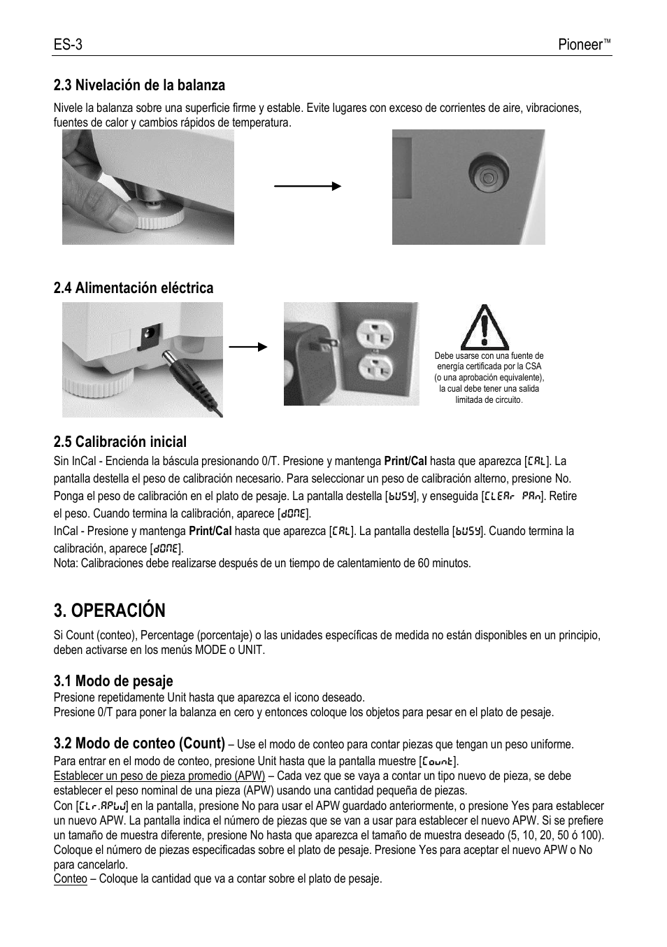 Operació n | Ohaus PIONEER ANALYTICAL AND PRECISION BALANCES Manual fr User Manual | Page 15 / 34