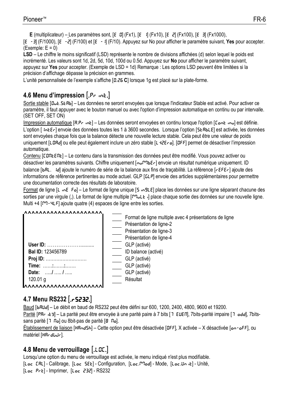 Ohaus PIONEER ANALYTICAL AND PRECISION BALANCES Manual fr User Manual | Page 28 / 34