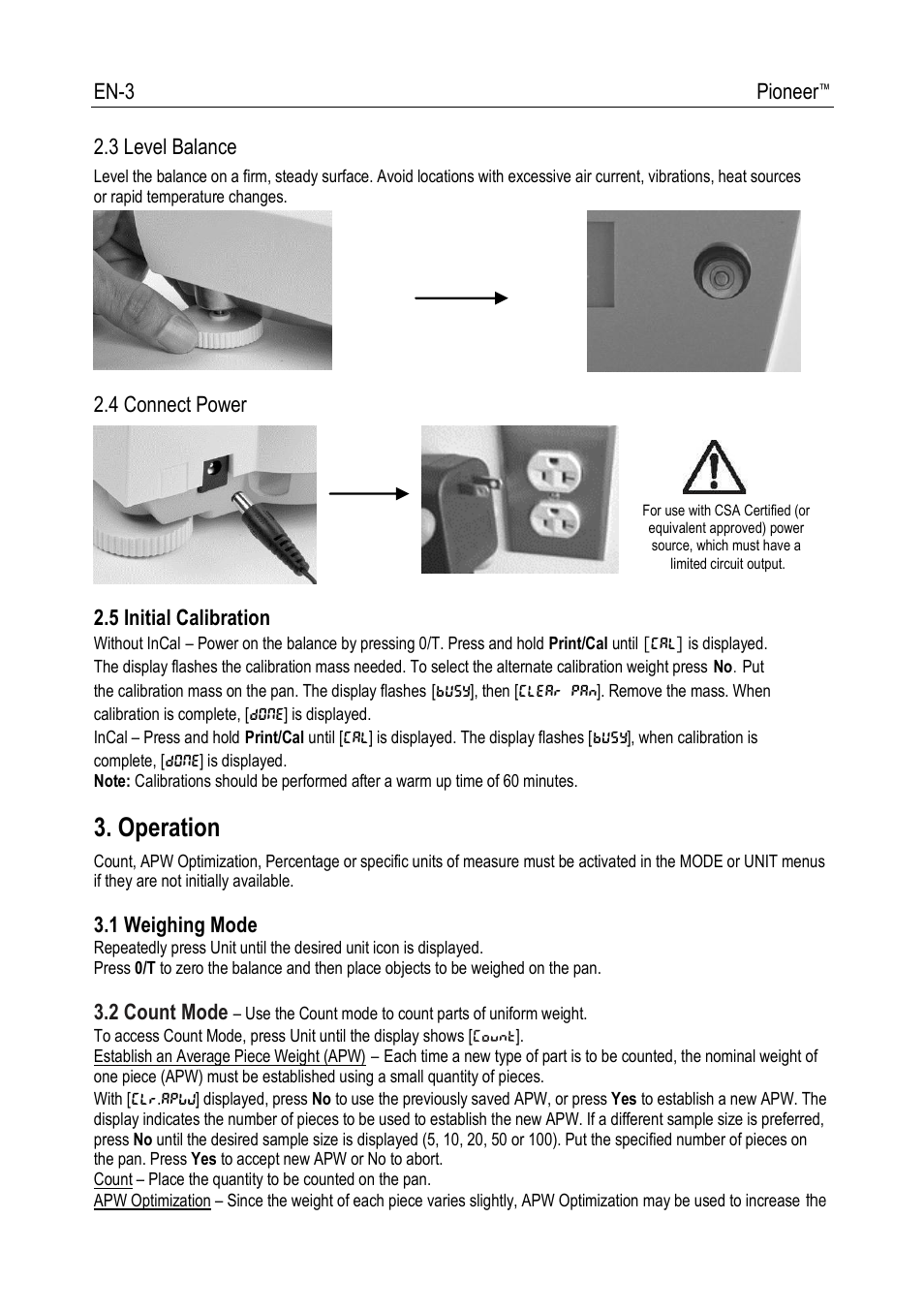 Operation | Ohaus PIONEER ANALYTICAL AND PRECISION BALANCES Manual fr User Manual | Page 5 / 34