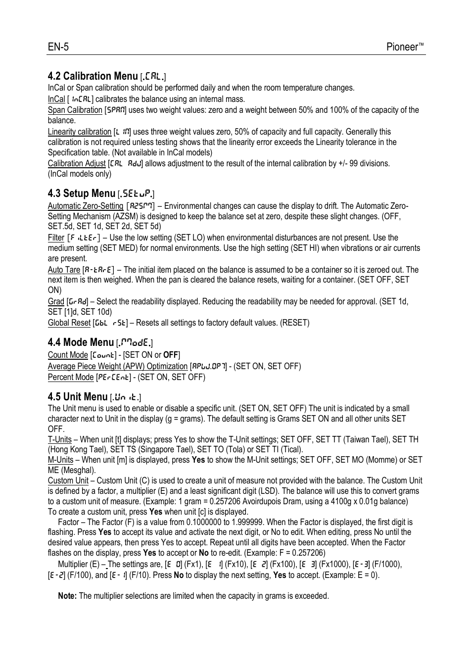 Ohaus PIONEER ANALYTICAL AND PRECISION BALANCES Manual fr User Manual | Page 7 / 34