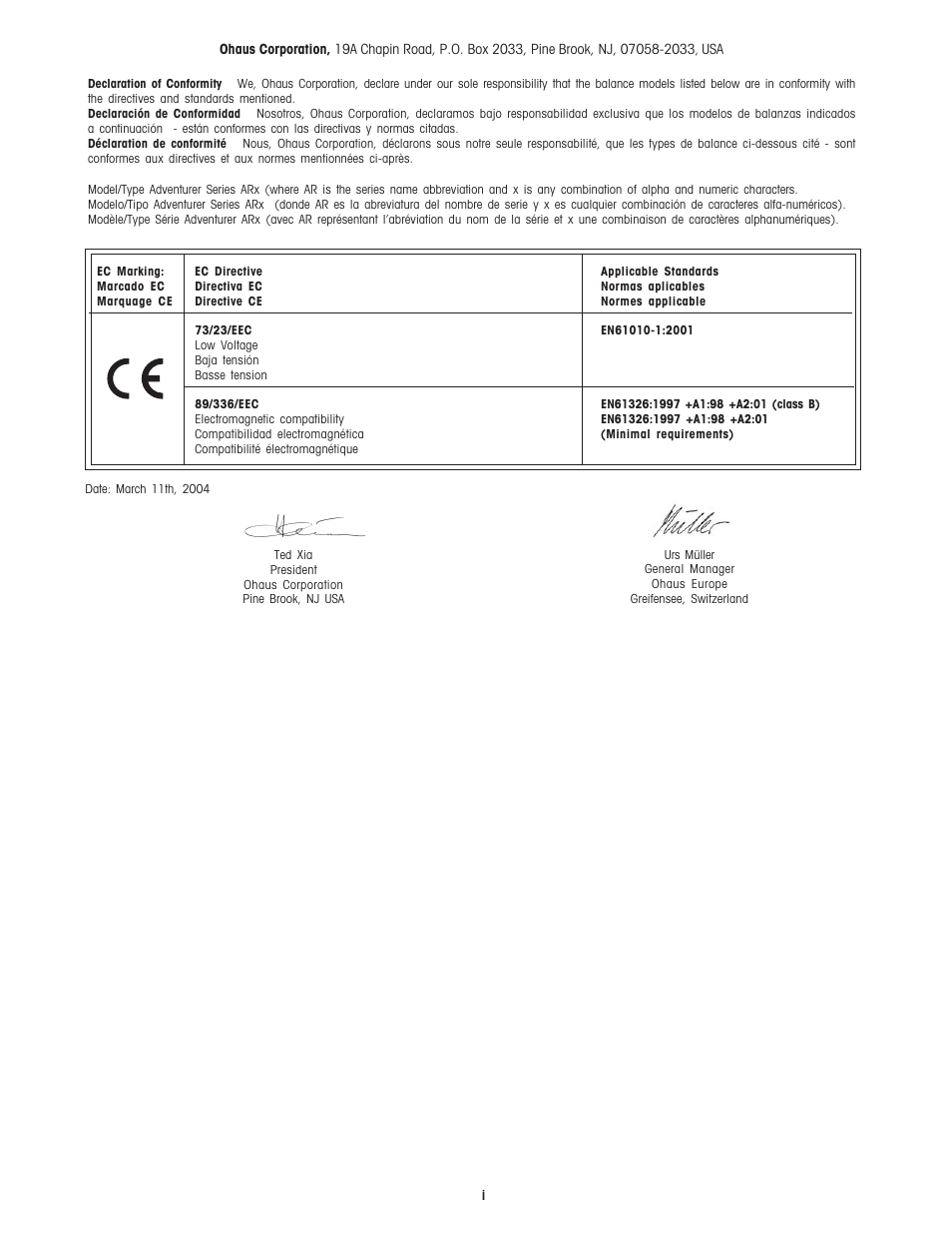 Ohaus ADVENTURER BALANCES Manual multi User Manual | Page 3 / 24