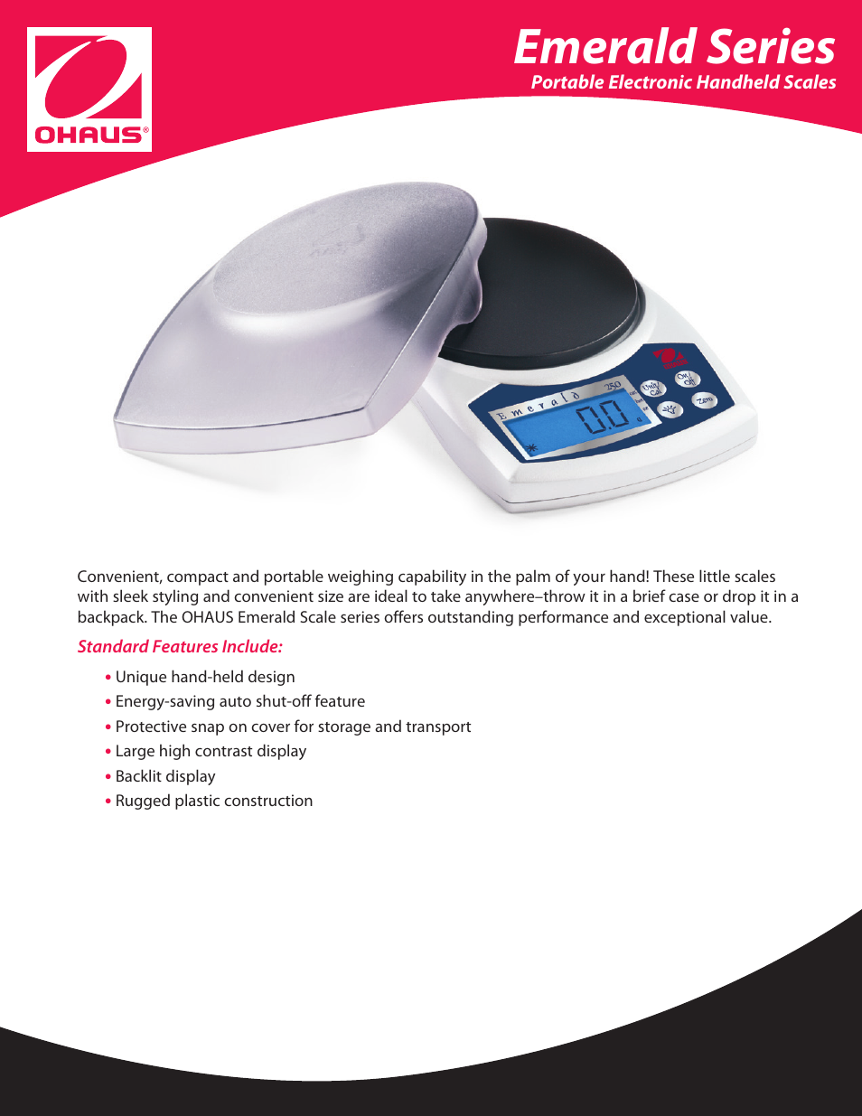 Ohaus JE HAND HELD JEWELRY SCALES Data Sheet User Manual | 2 pages