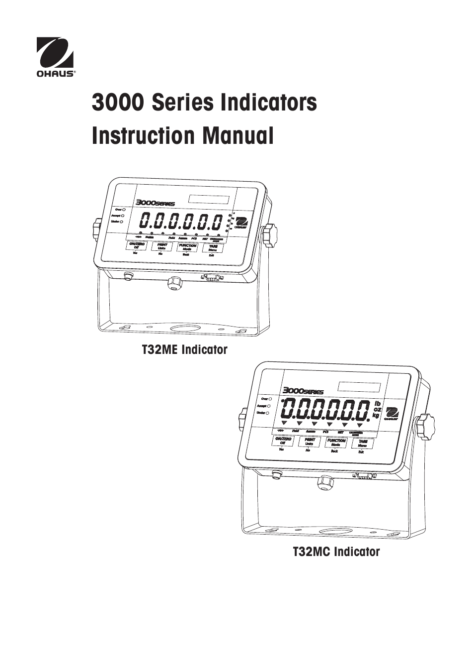 Ohaus DEFENDER 3000 METAL WEIGHING INDICATOR Manual en User Manual | 48 pages