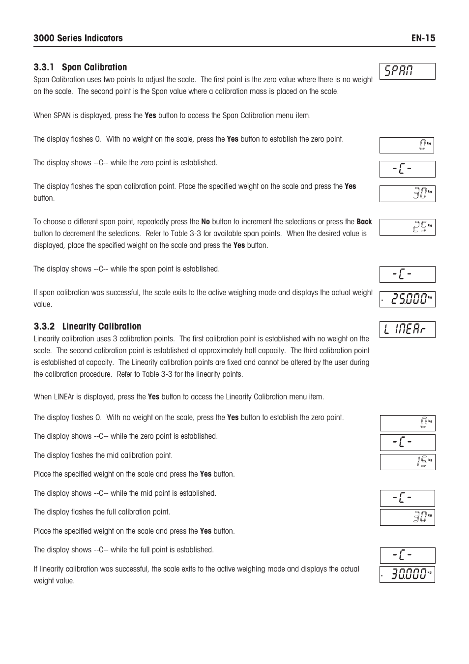 2 linearity calibration | Ohaus DEFENDER 3000 METAL WEIGHING INDICATOR Manual en User Manual | Page 17 / 48