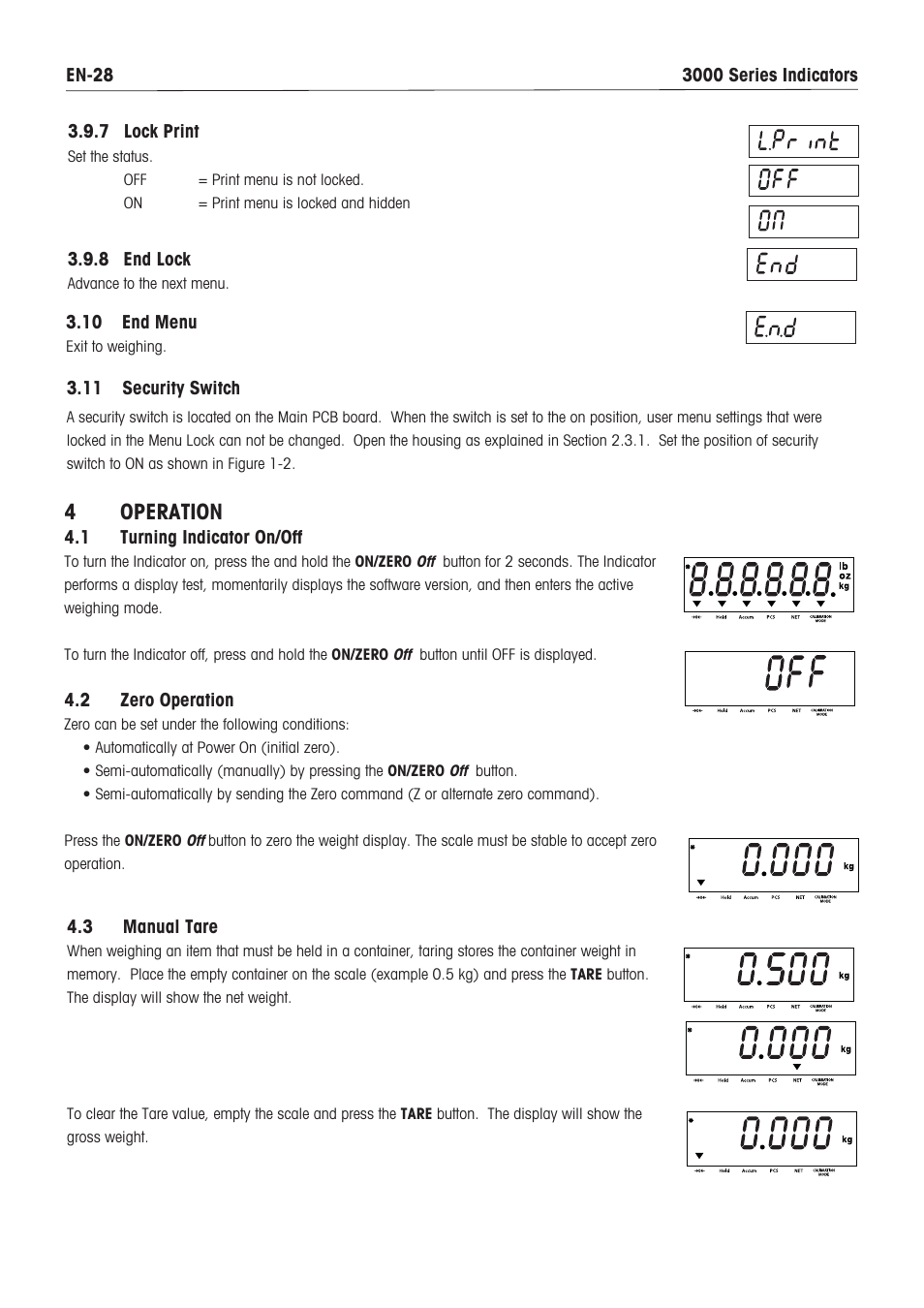 4 operation | Ohaus DEFENDER 3000 METAL WEIGHING INDICATOR Manual en User Manual | Page 30 / 48