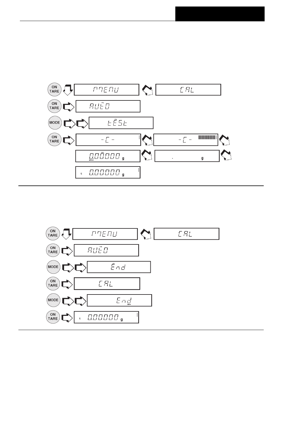 Cal test, Cal end, Menus | Ohaus AP250E ANALYTICAL Plus Electronic Balances User Manual | Page 37 / 128
