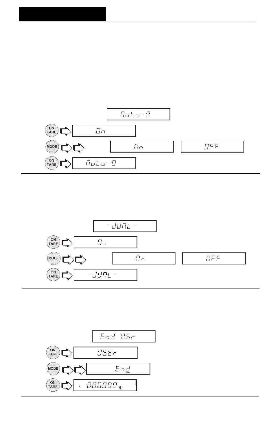 Auto-zero, Dual range function, Exiting user menu | Menus | Ohaus AP250E ANALYTICAL Plus Electronic Balances User Manual | Page 40 / 128