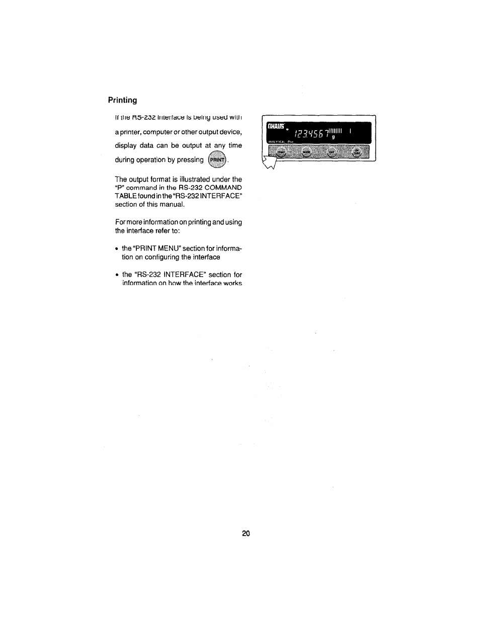 Printing | Ohaus AP250E ANALYTICAL Plus Electronic Balances User Manual | Page 92 / 128
