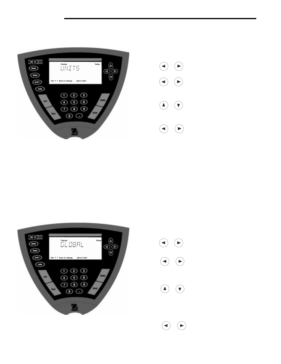 9 units, 10 global, Cd indicators 3.9 units | Procedure | Ohaus CD-33 Indicator User Manual | Page 24 / 47