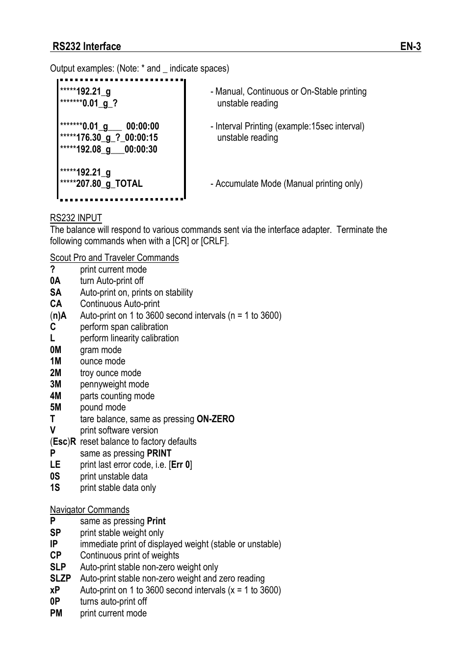 Ohaus RS232 Interface Manual ru User Manual | Page 5 / 38