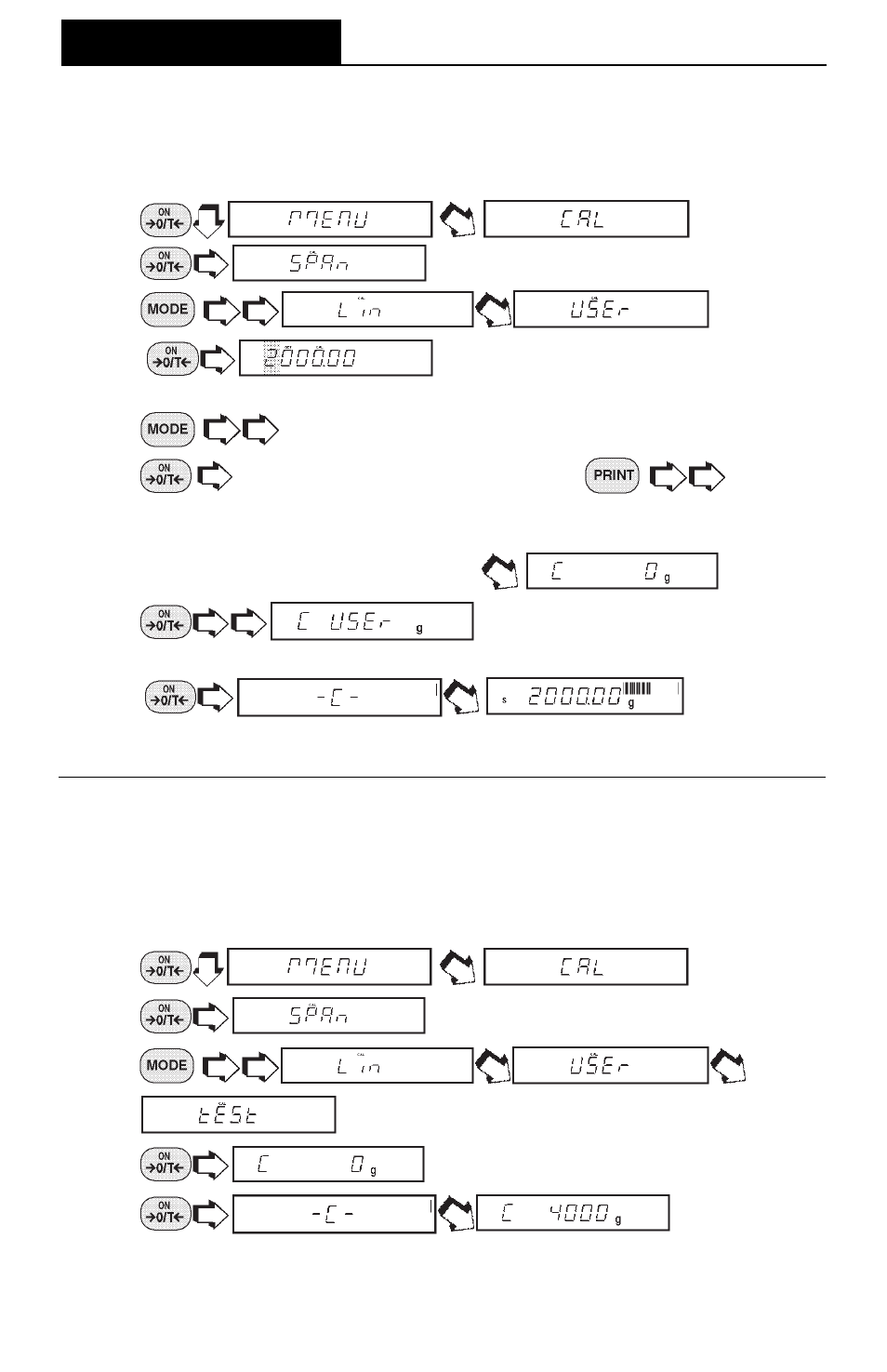 User calibration, Cal test, Menus | Ohaus GT Series Electronic Balance User Manual | Page 77 / 121