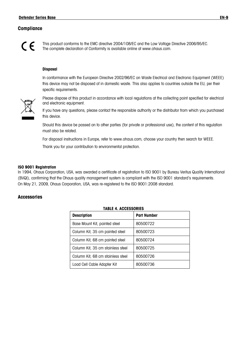 Ohaus DEFENDER 5000 BENCH SCALES Base Manual en User Manual | Page 11 / 14