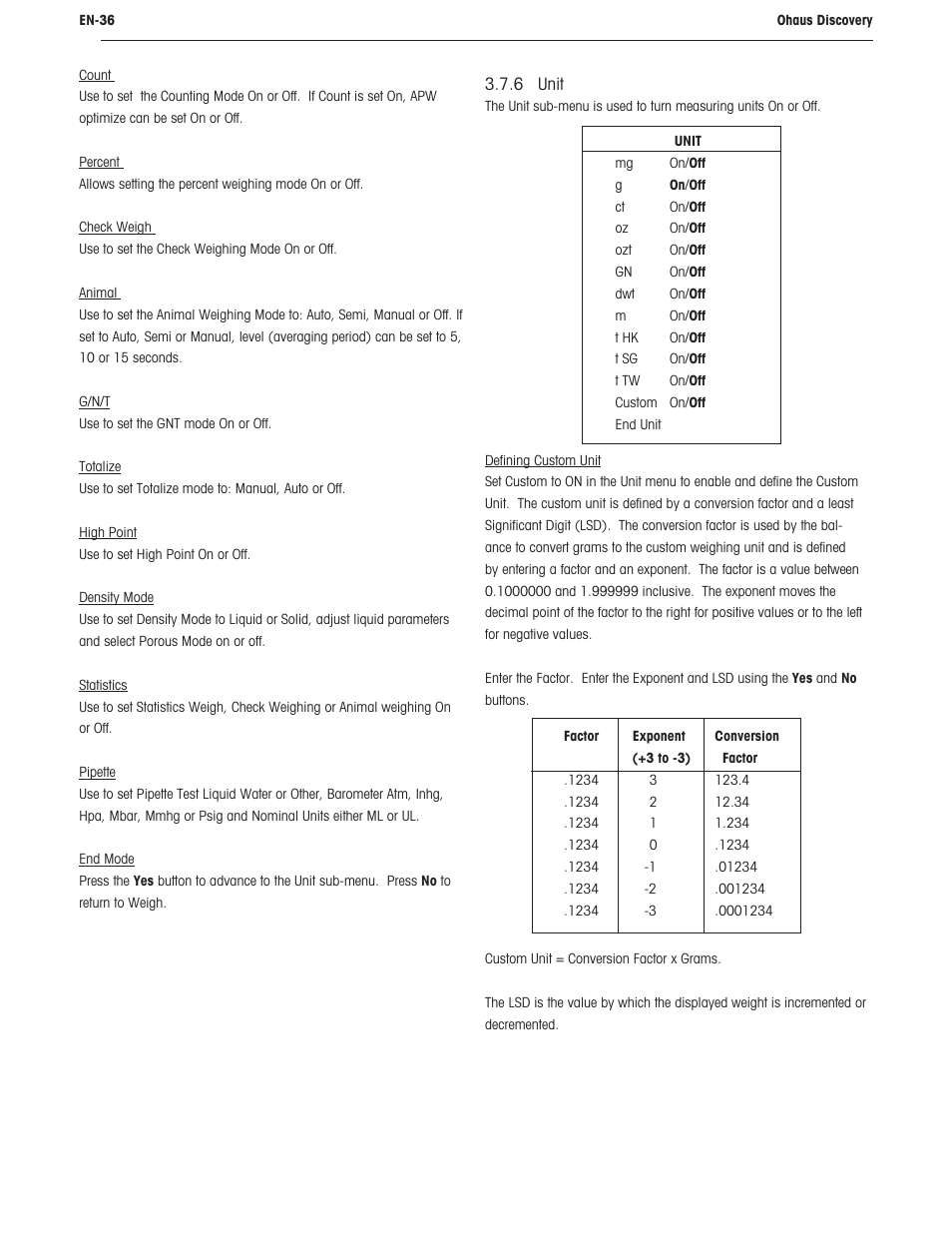 Ohaus DISCOVERY SEMI-MICRO AND ANALYTICAL BALANCES Manual User Manual | Page 40 / 52