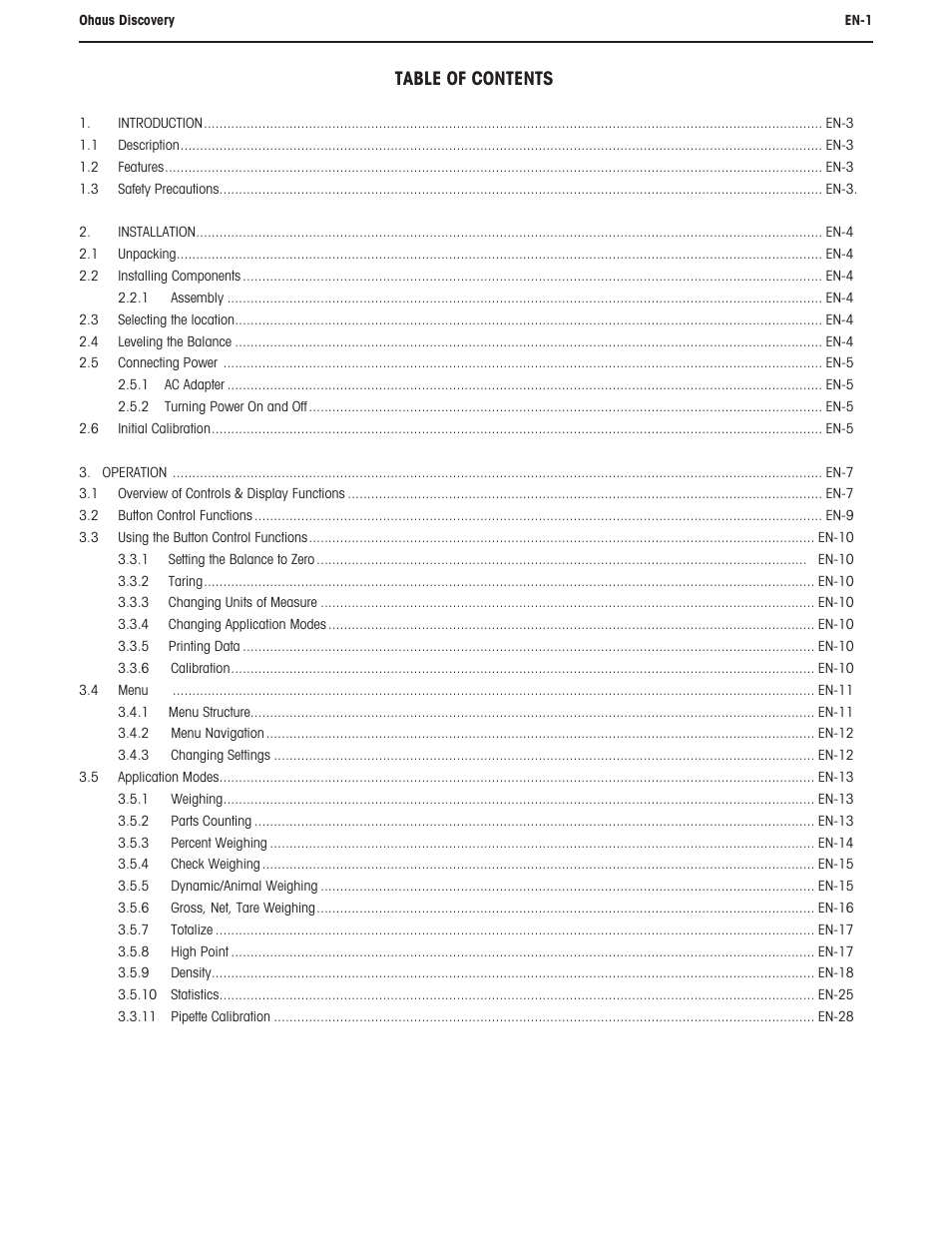 Ohaus DISCOVERY SEMI-MICRO AND ANALYTICAL BALANCES Manual User Manual | Page 5 / 52